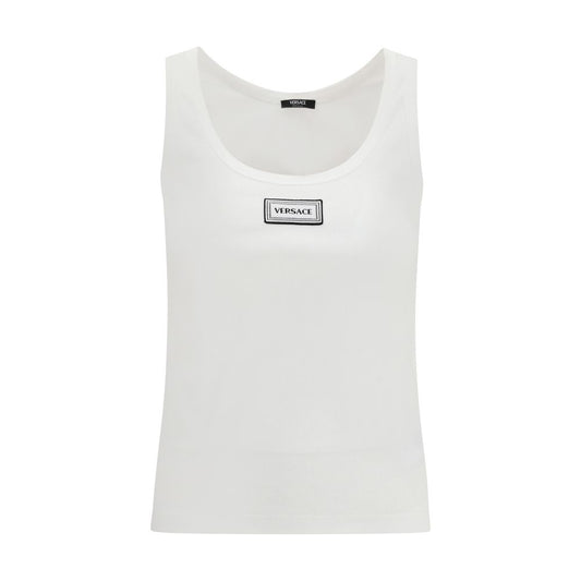 Versace White Cotton Tank Top: Sleek Luxury with a Vintage Edge