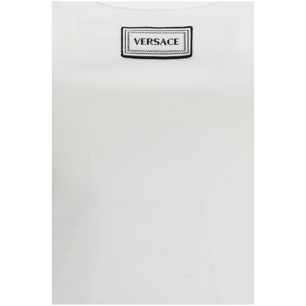 Versace White Cotton Tank Top: Sleek Luxury with a Vintage Edge