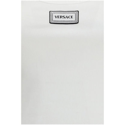 Versace White Cotton Tank Top: Sleek Luxury with a Vintage Edge