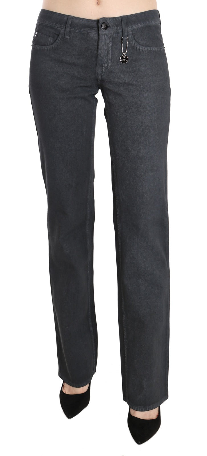 Costume National Gray Low Waist Straight Denim Pants Jeans
