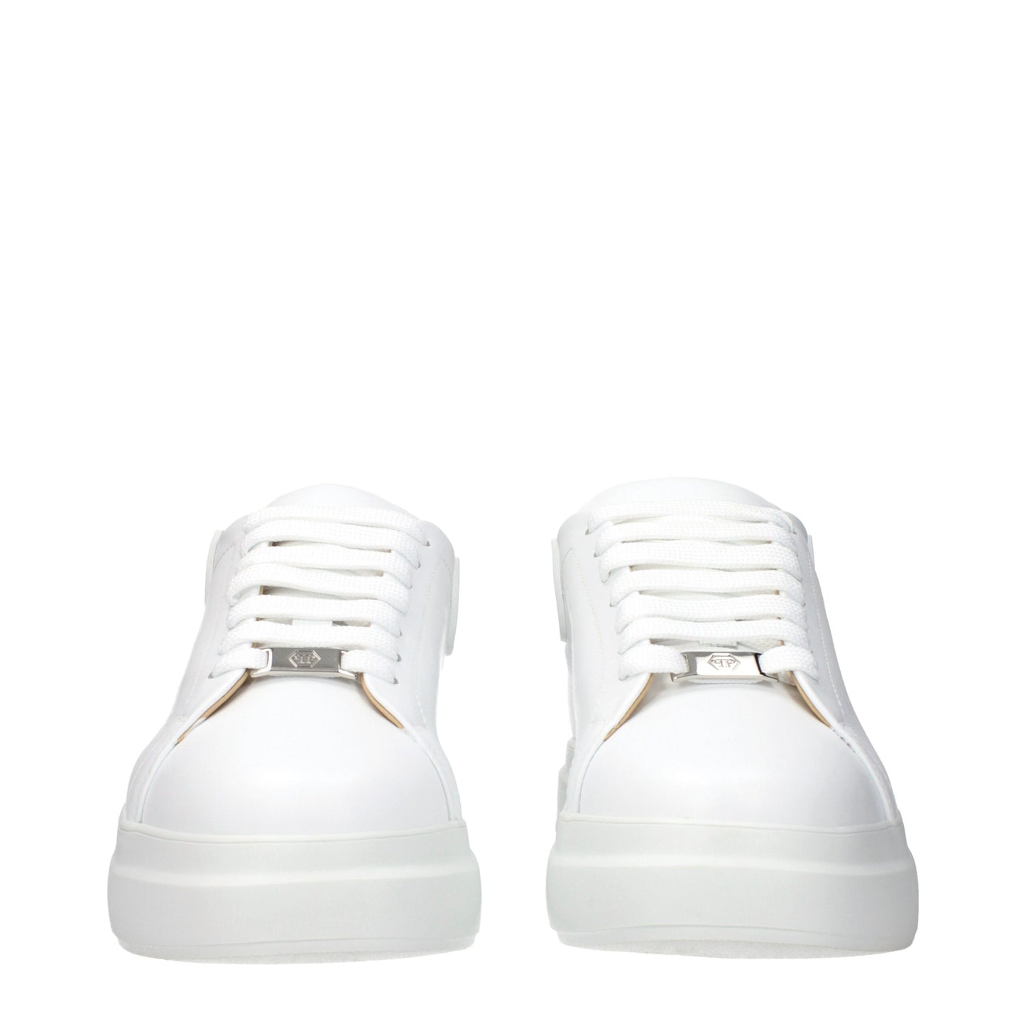 Philipp Plein White Leather Low Top Sneakers – Stylish Elegance