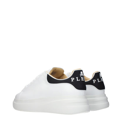 Philipp Plein White Leather Low Top Sneakers – Stylish Elegance