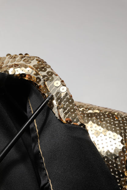 Dolce & Gabbana Gold Sequined Double Breasted Jacket Blazer