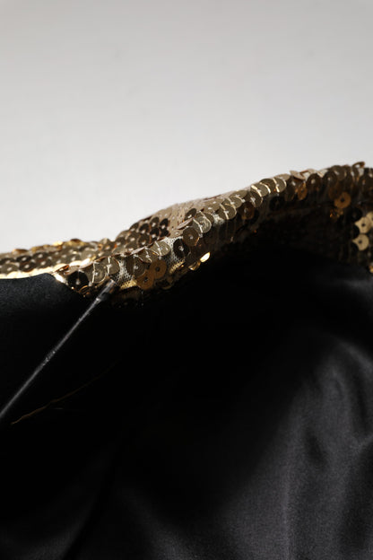 Dolce & Gabbana Gold Sequined Double Breasted Jacket Blazer