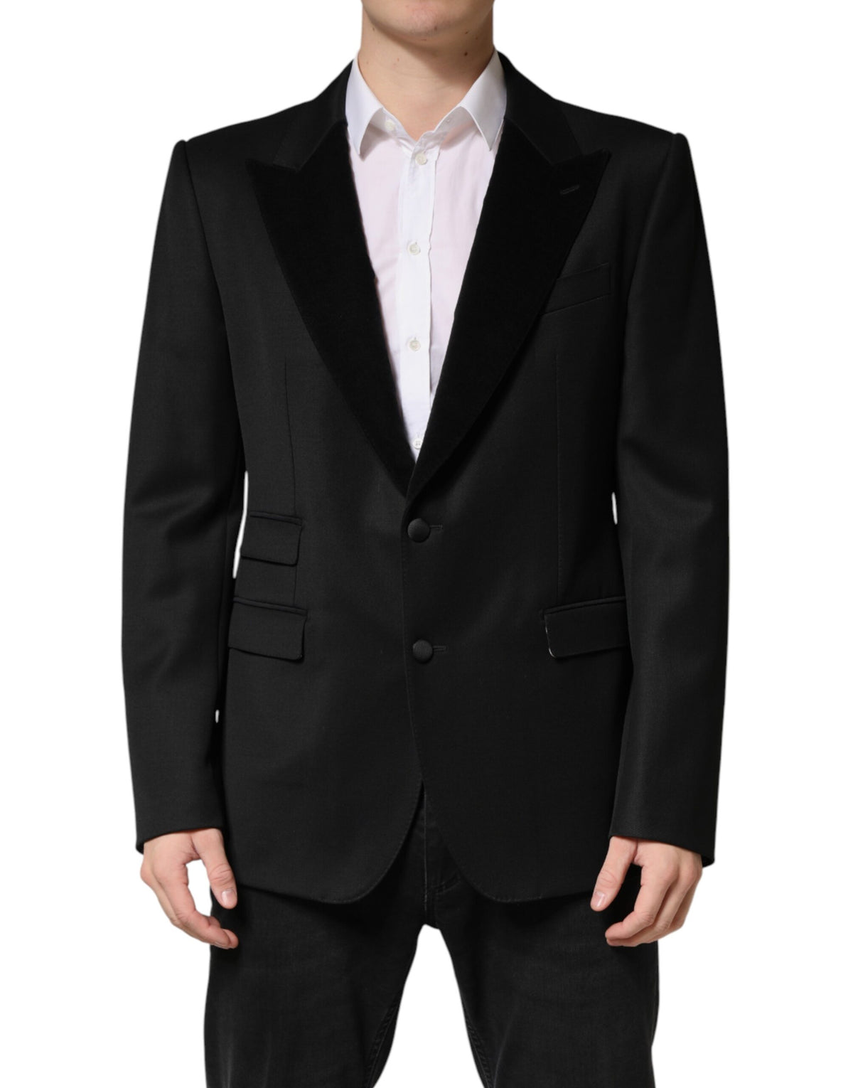 Dolce & Gabbana Black Wool Single Breasted Jacket Blazer