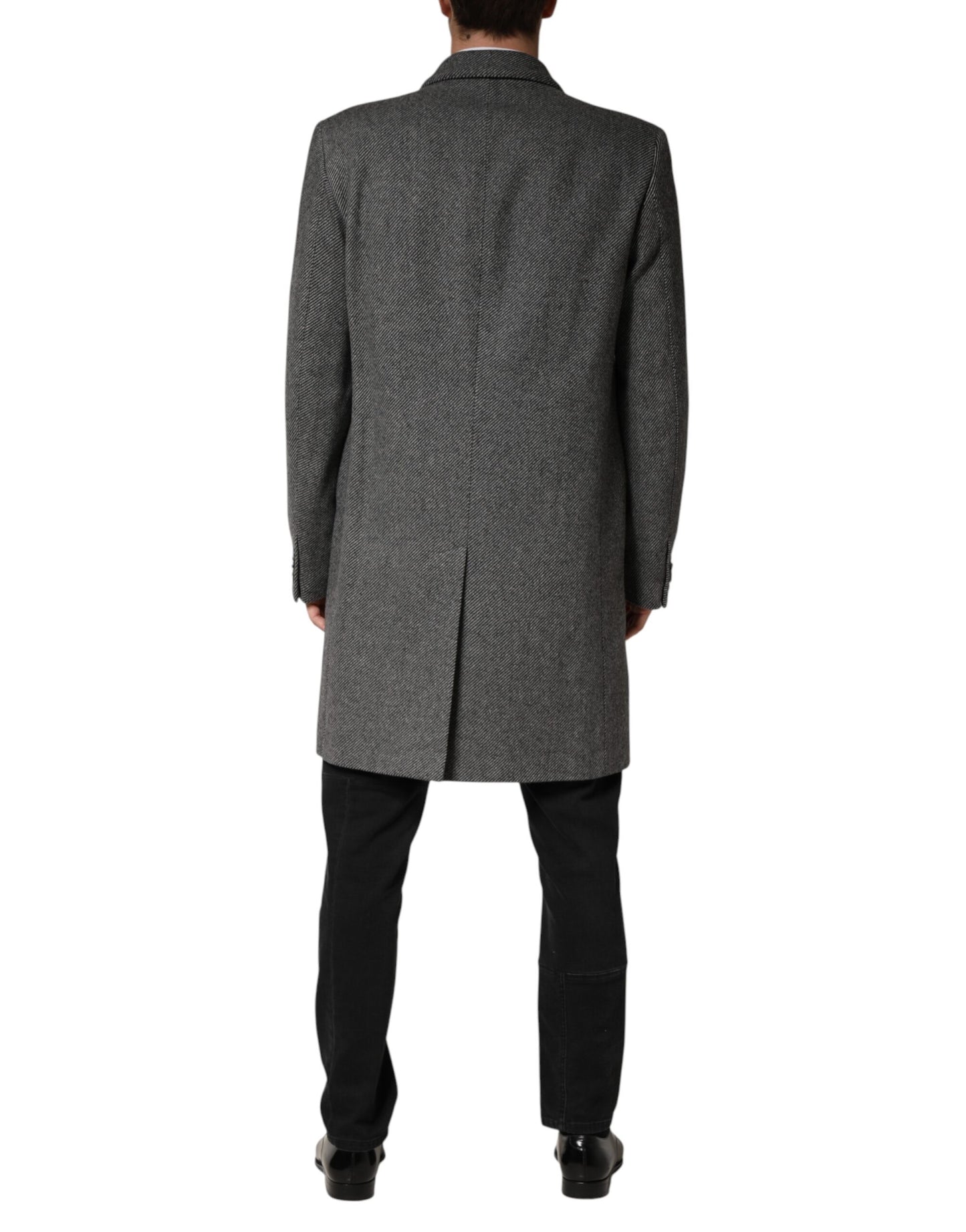 Dolce & Gabbana Gray Single Breasted Men Trench Coat Jacket