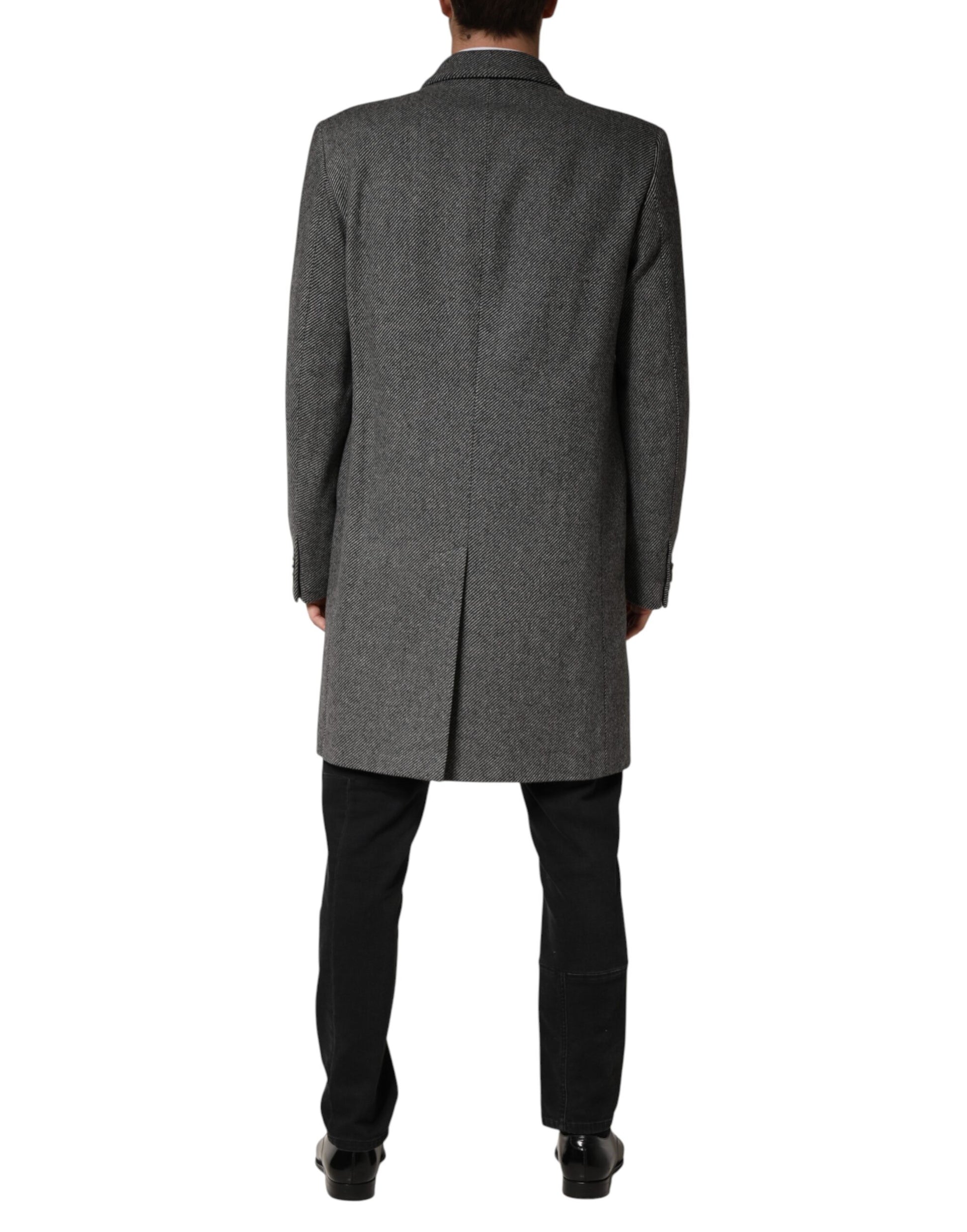 Dolce & Gabbana Gray Single Breasted Men Trench Coat Jacket