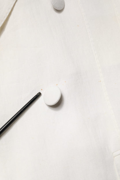 Dolce & Gabbana White Double Breasted Men Trench Coat Jacket