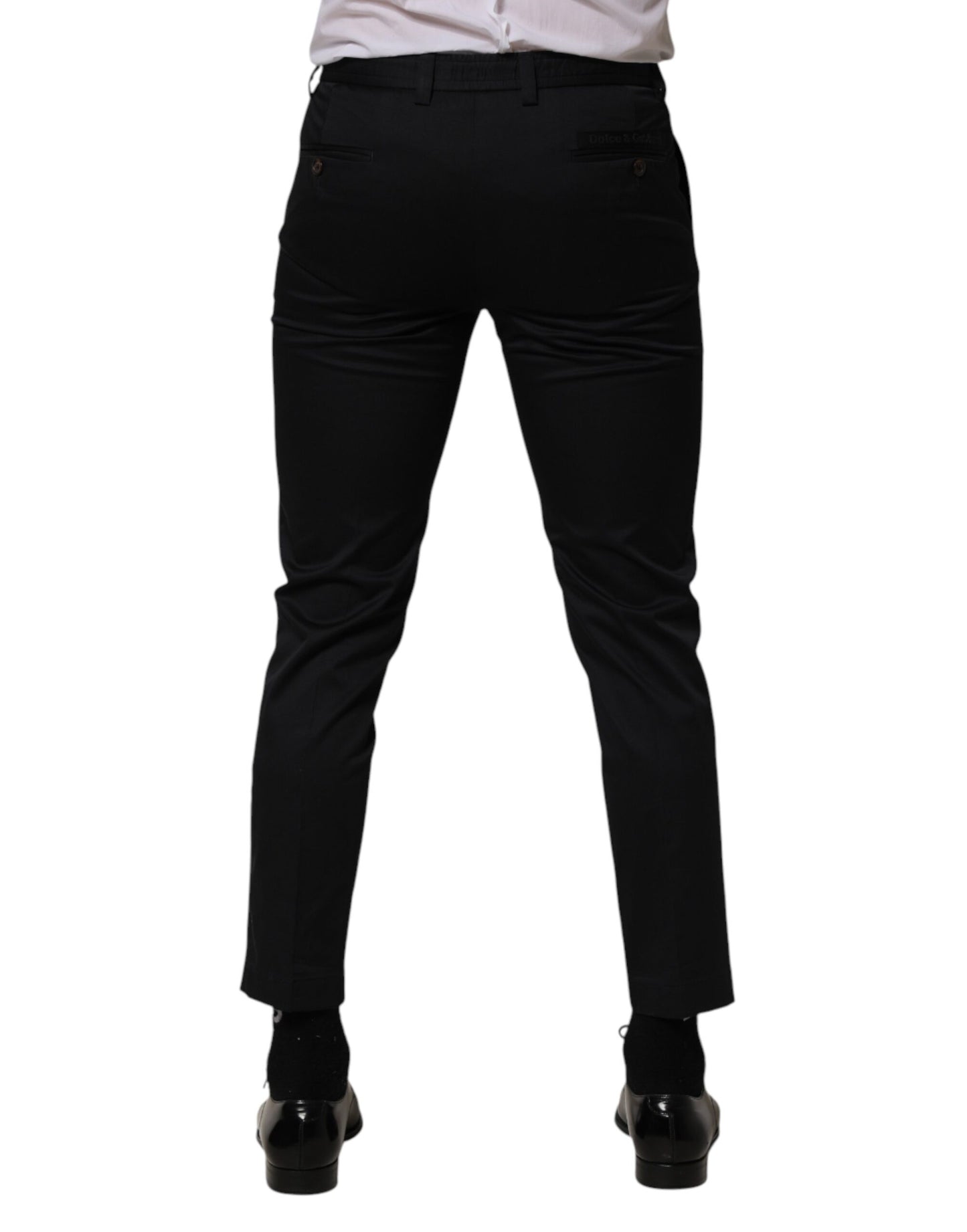 Dolce & Gabbana Dark Blue Cotton Skinny Dress Trouser Pants