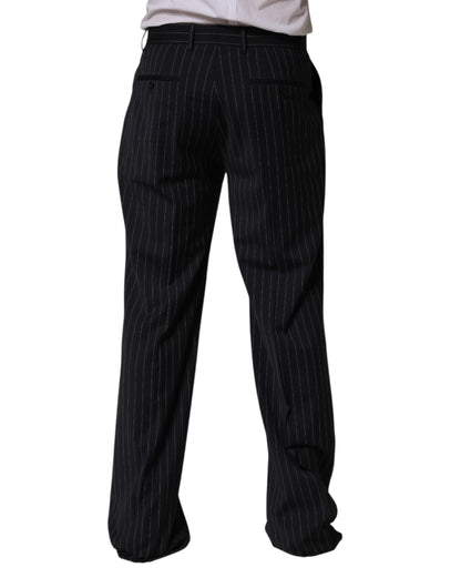 Dolce & Gabbana Black Stripe Straight Men Dress Trouser Pants