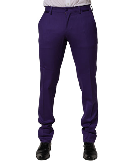 Dolce & Gabbana Purple Wool Skinny Dress Trousers for Men