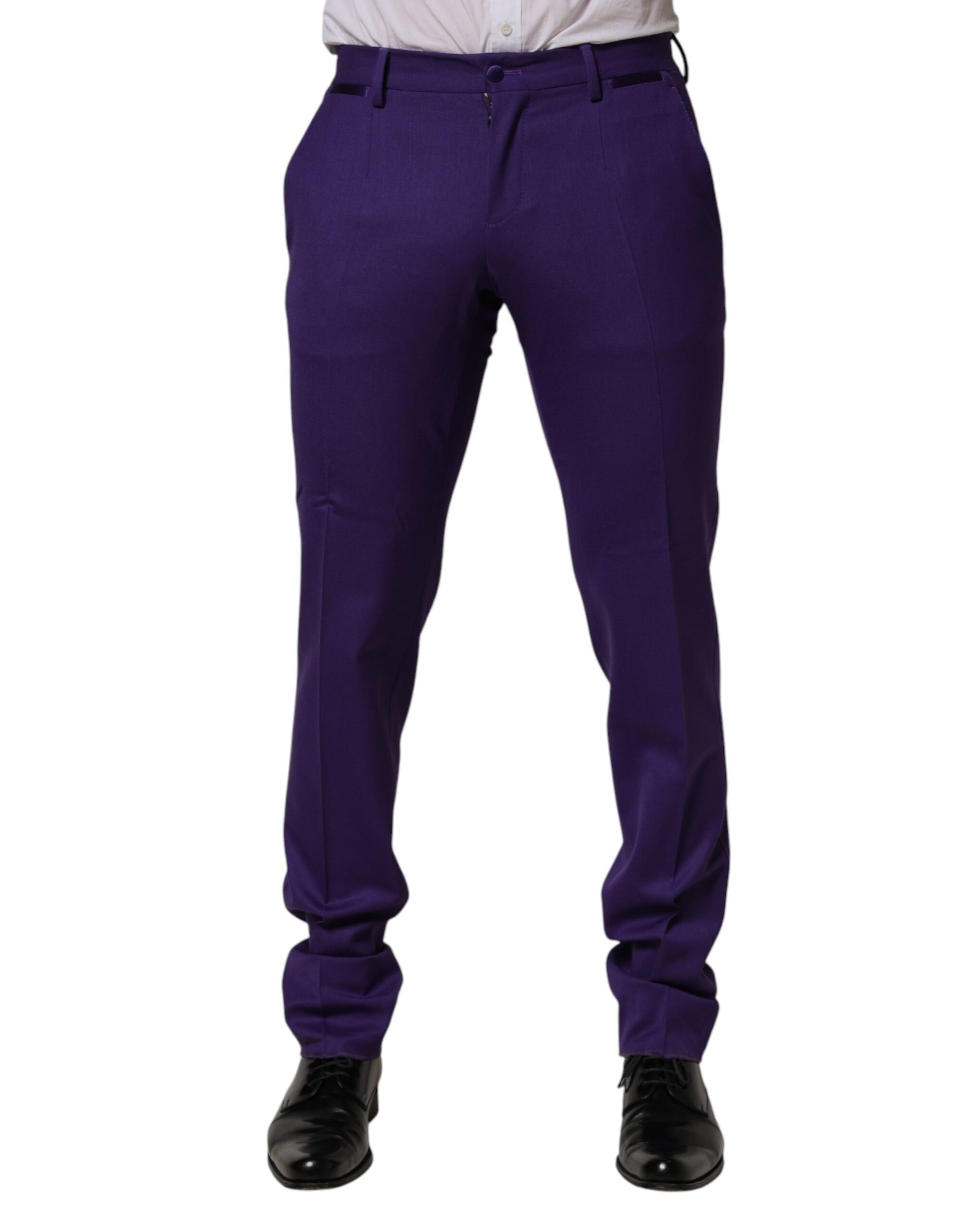 Dolce & Gabbana Purple Wool Skinny Dress Trousers for Men