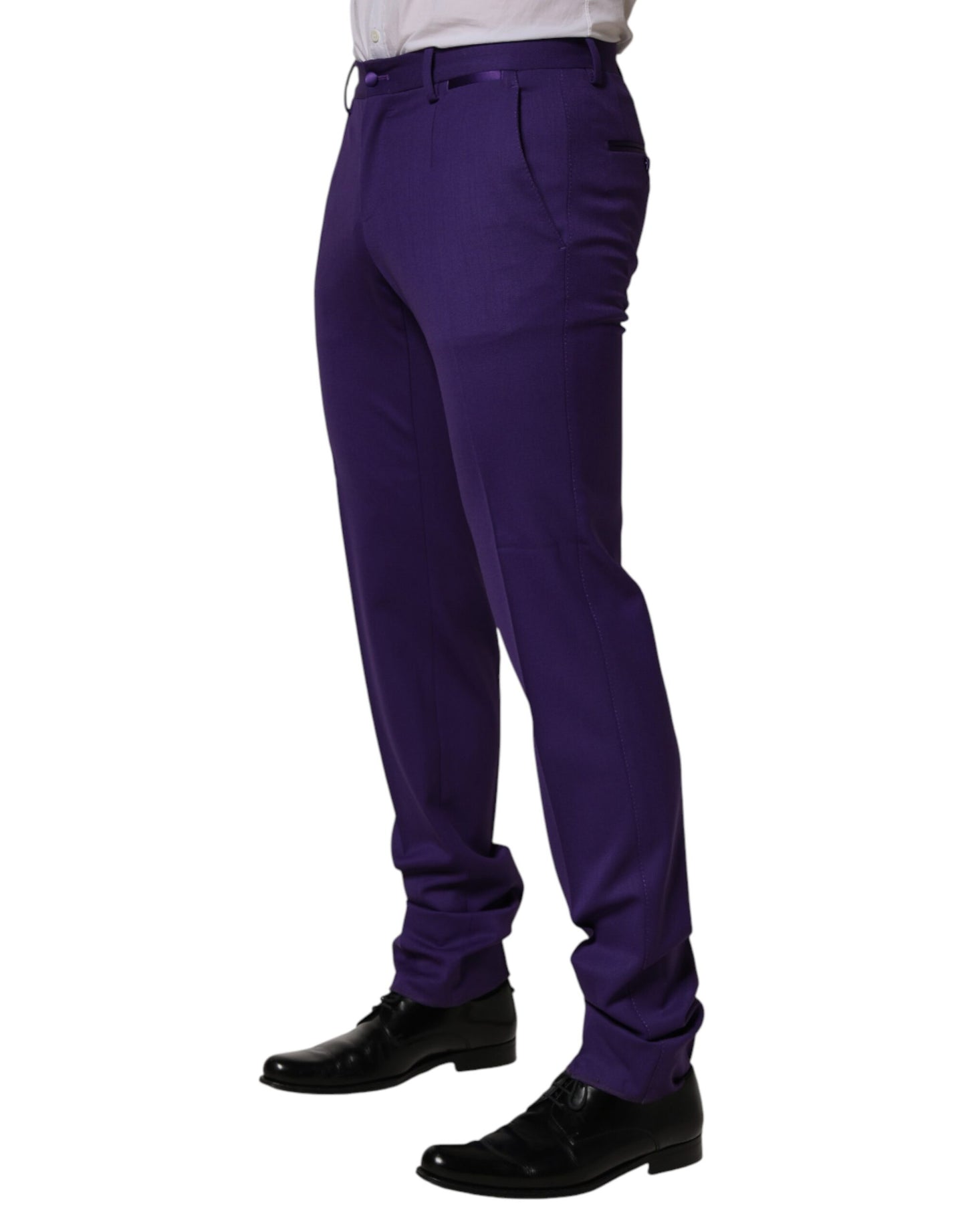 Dolce & Gabbana Purple Wool Skinny Dress Trousers for Men