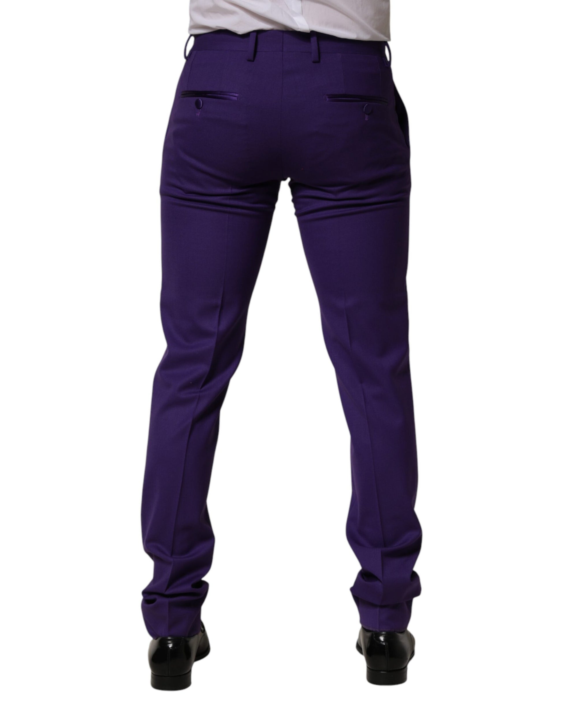 Dolce & Gabbana Purple Wool Skinny Dress Trousers for Men