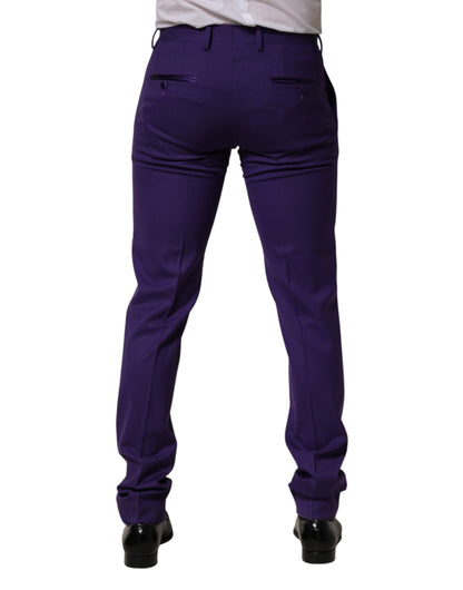 Dolce & Gabbana Purple Wool Skinny Dress Trousers for Men