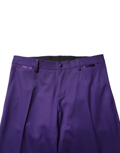 Dolce & Gabbana Purple Wool Skinny Dress Trousers for Men