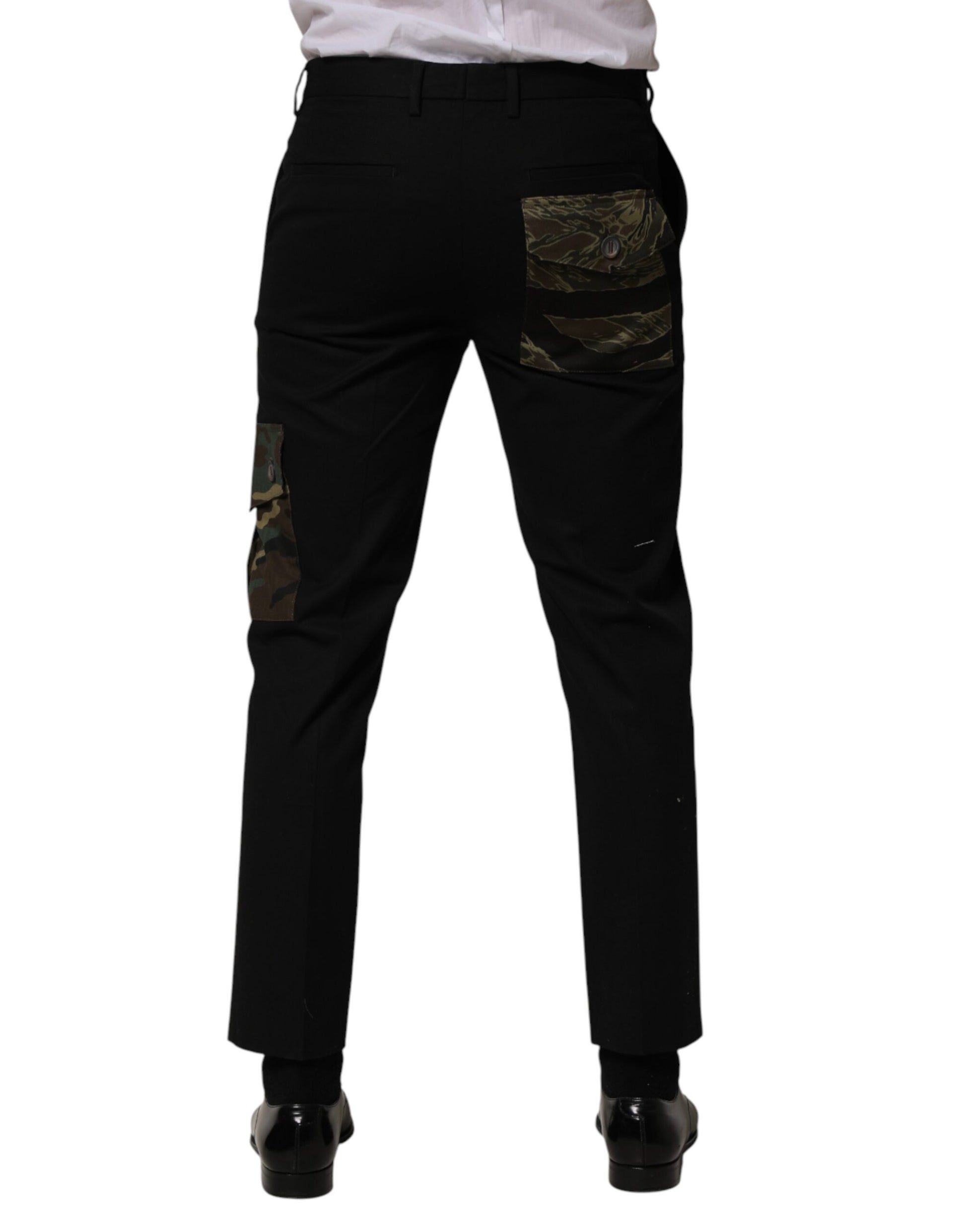 Dolce & Gabbana Black Cotton Skinny Dress Cargo Trouser Pants