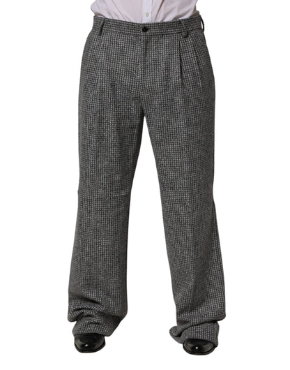 Dolce & Gabbana Gray Houndstooth Straight Dress Trouser Pants