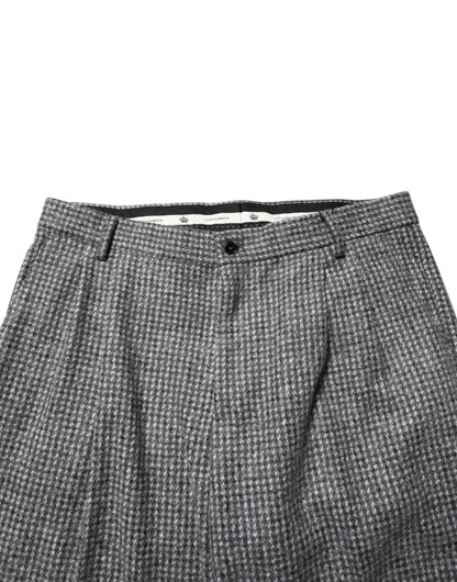 Dolce & Gabbana Gray Houndstooth Straight Dress Trouser Pants