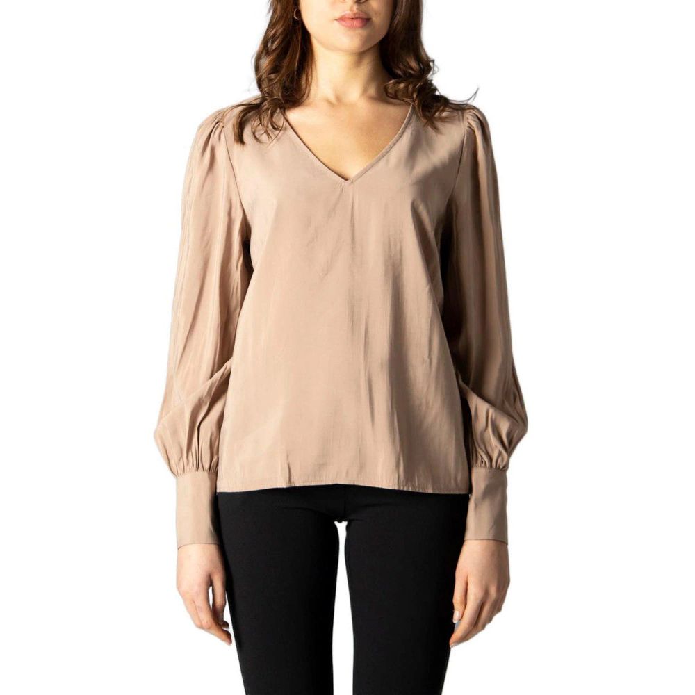 Vila Clothes Beige Silk Blouse for Women