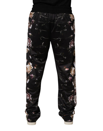 Dolce & Gabbana Black Floral Straight-Leg Chino Trouser Pants