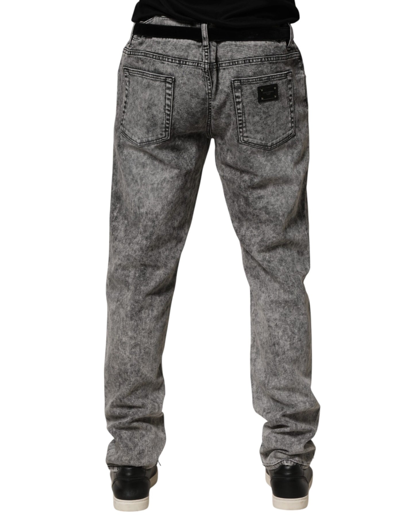 Dolce & Gabbana Gray Cotton Straight Leg Denim Trouser Jeans
