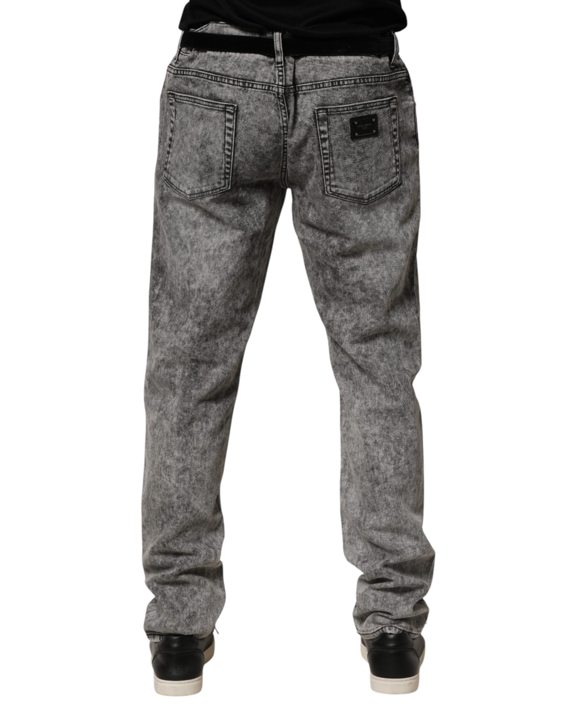 Dolce & Gabbana Gray Cotton Straight Leg Denim Trouser Jeans