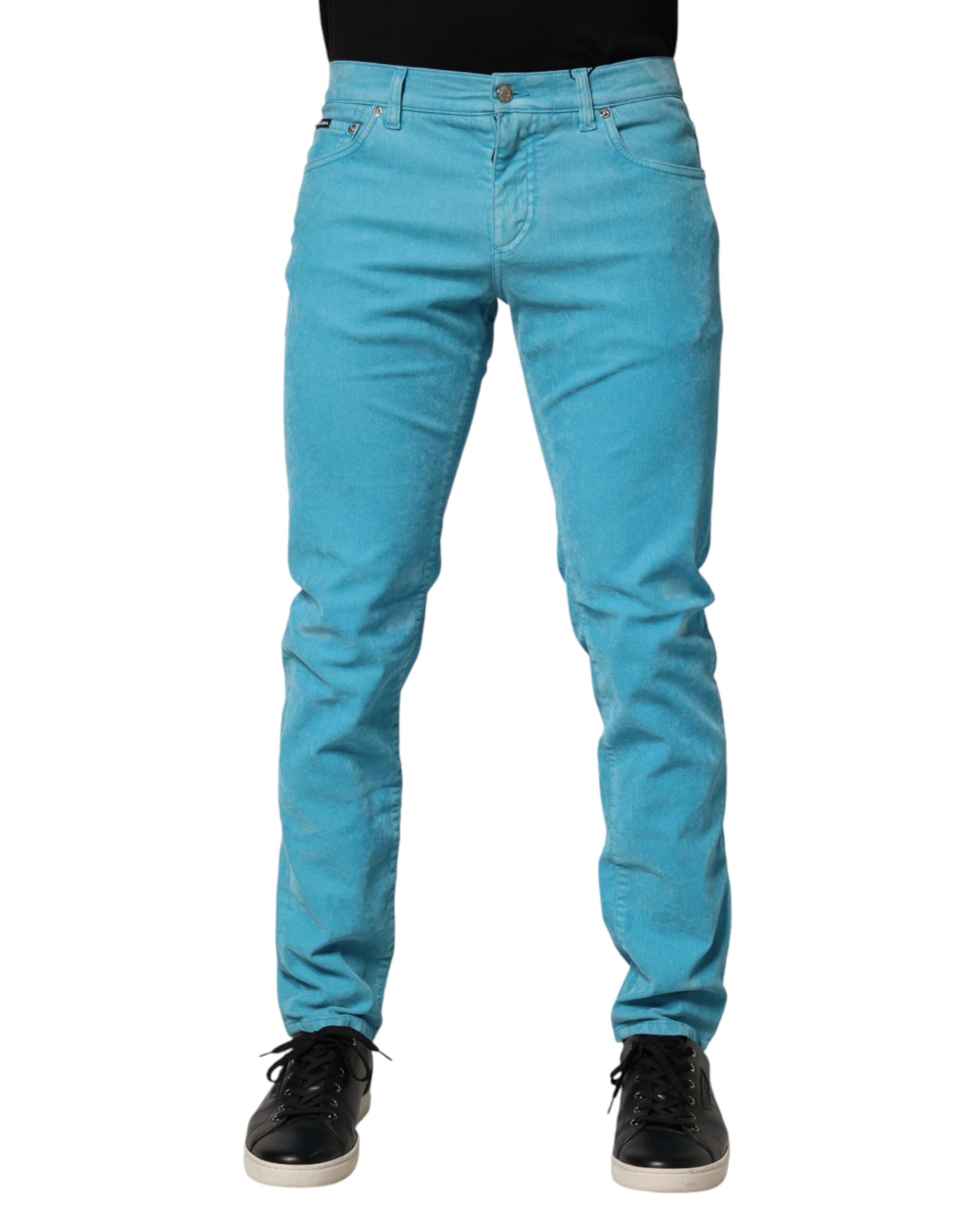 Dolce & Gabbana Blue Cotton Skinny Men Denim Trouser Jeans