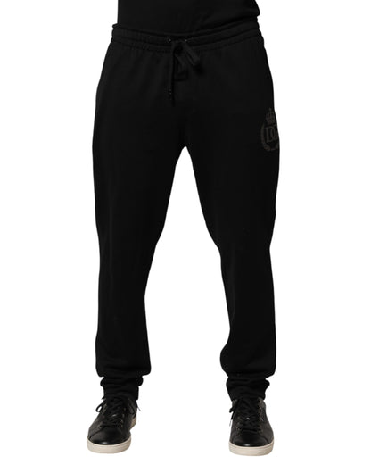 Dolce & Gabbana Black Logo Cotton Skinny Jogger Trouser Pants