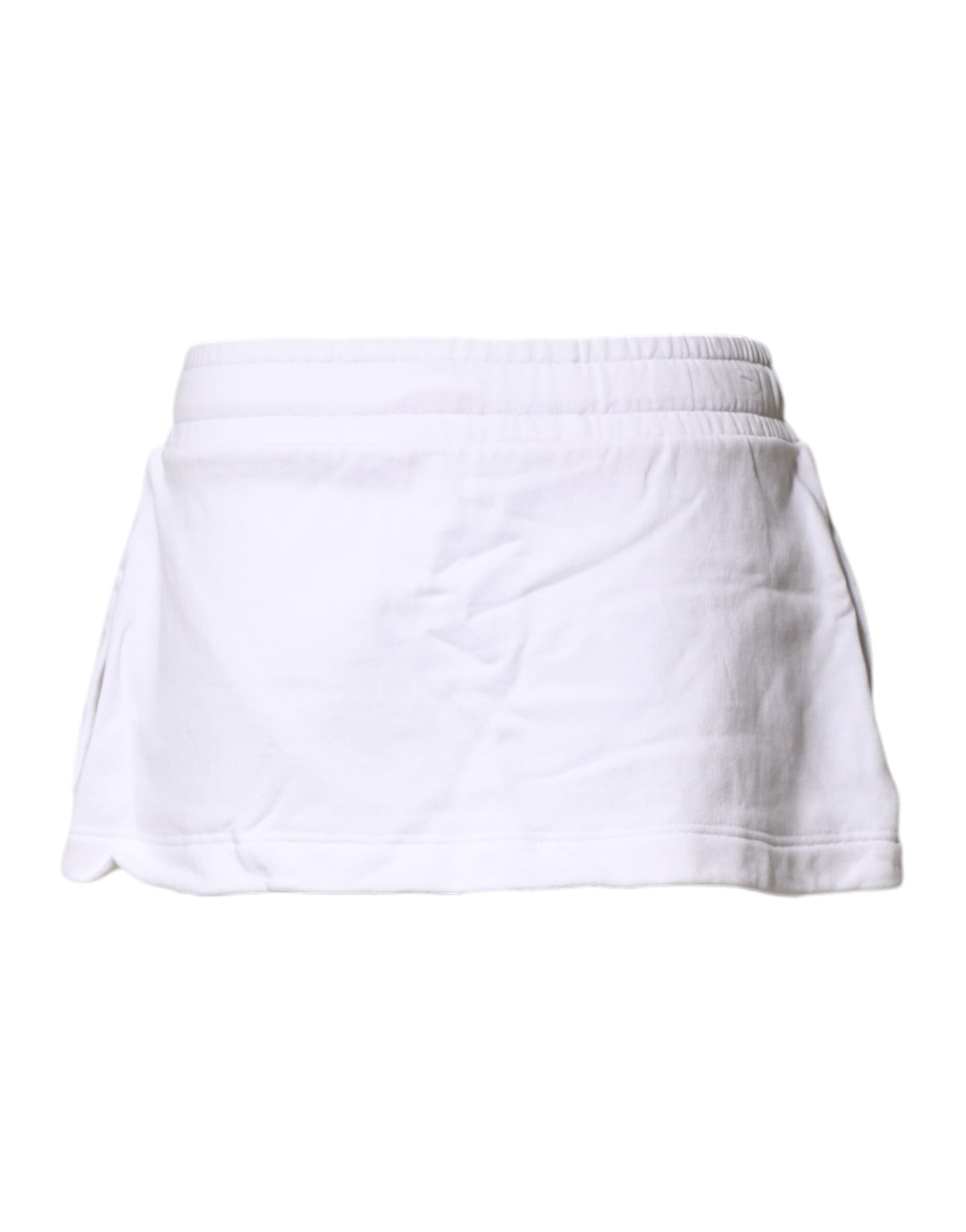 Dolce & Gabbana White Cotton Blend Mid Waist A-line Mini Skirt