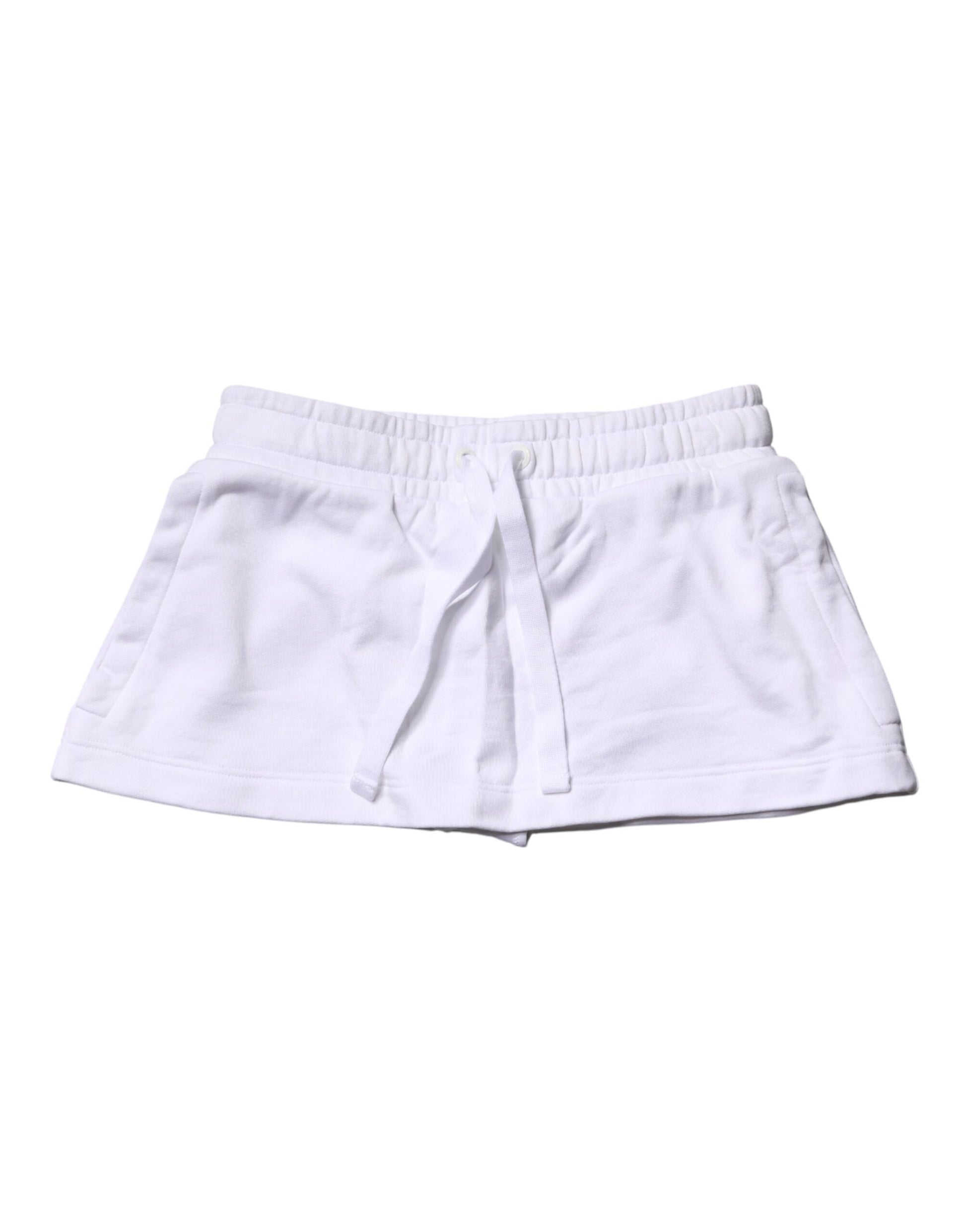 Dolce & Gabbana White Cotton Blend Mid Waist A-line Mini Skirt