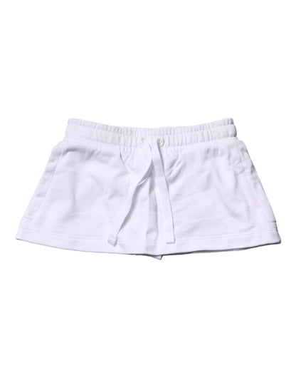 Dolce & Gabbana White Cotton Blend Mid Waist A-line Mini Skirt