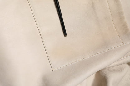 Dolce & Gabbana Beige Leather Button Down Men Casual Shirt