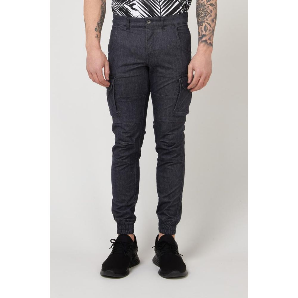 GAS Navy Blue Polyester Cargo Pants