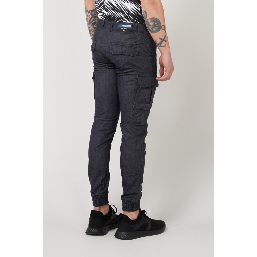 GAS Navy Blue Polyester Cargo Pants