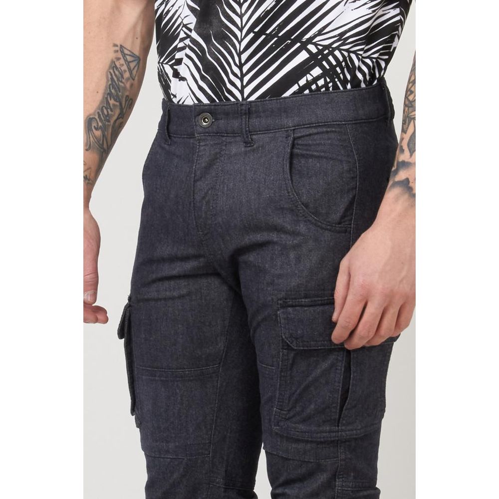 GAS Navy Blue Polyester Cargo Pants