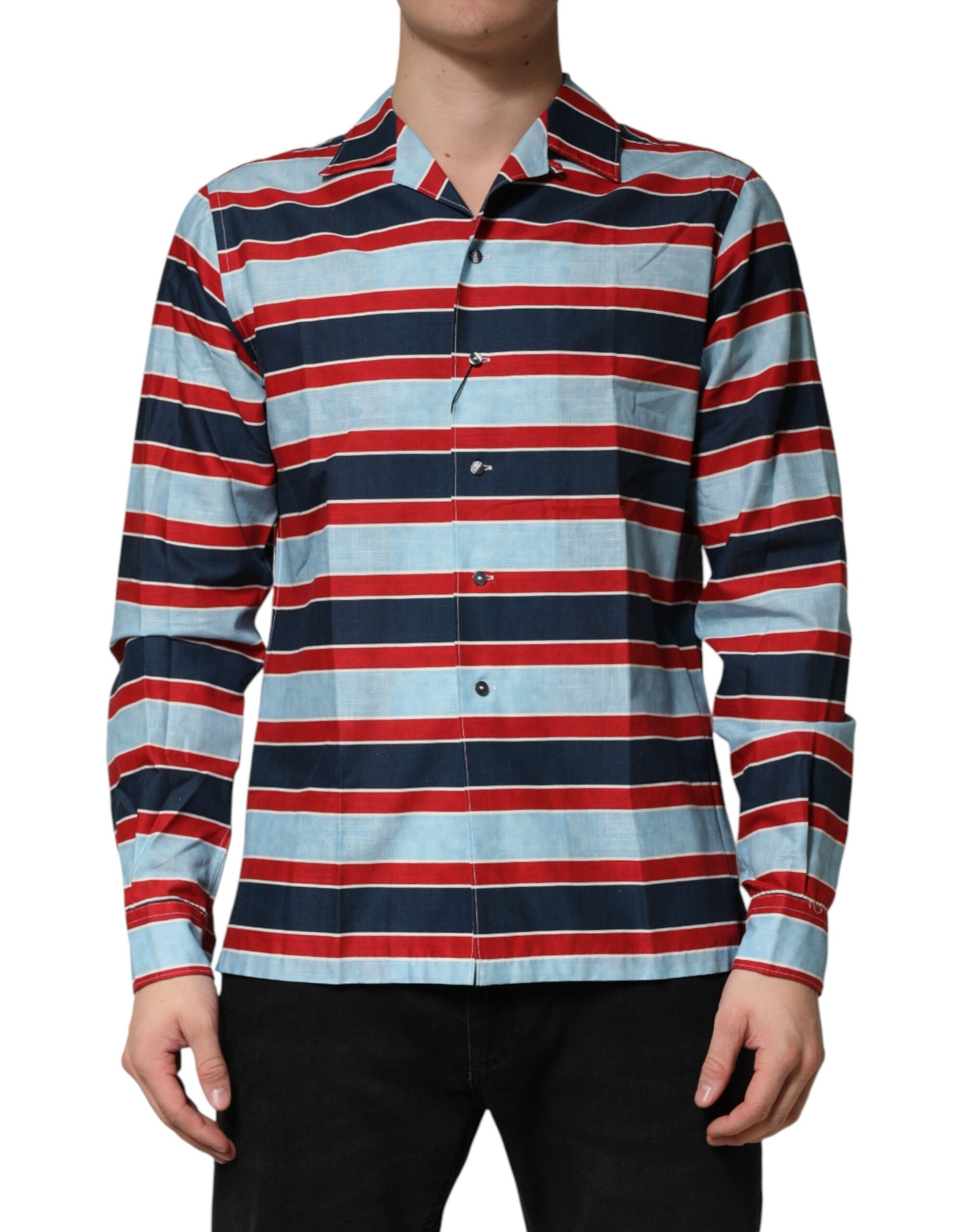 Dolce & Gabbana Multicolor Stripes Cotton Men's Button Down Shirt