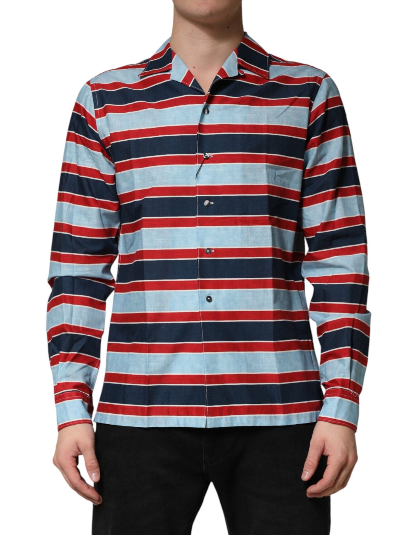 Dolce & Gabbana Multicolor Stripes Cotton Men's Button Down Shirt