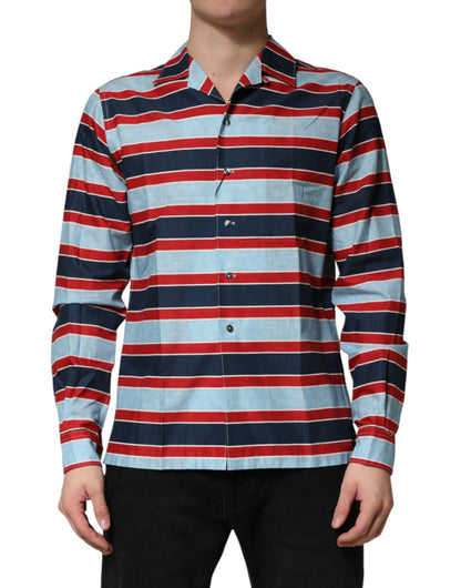 Dolce & Gabbana Multicolor Stripes Cotton Men's Button Down Shirt