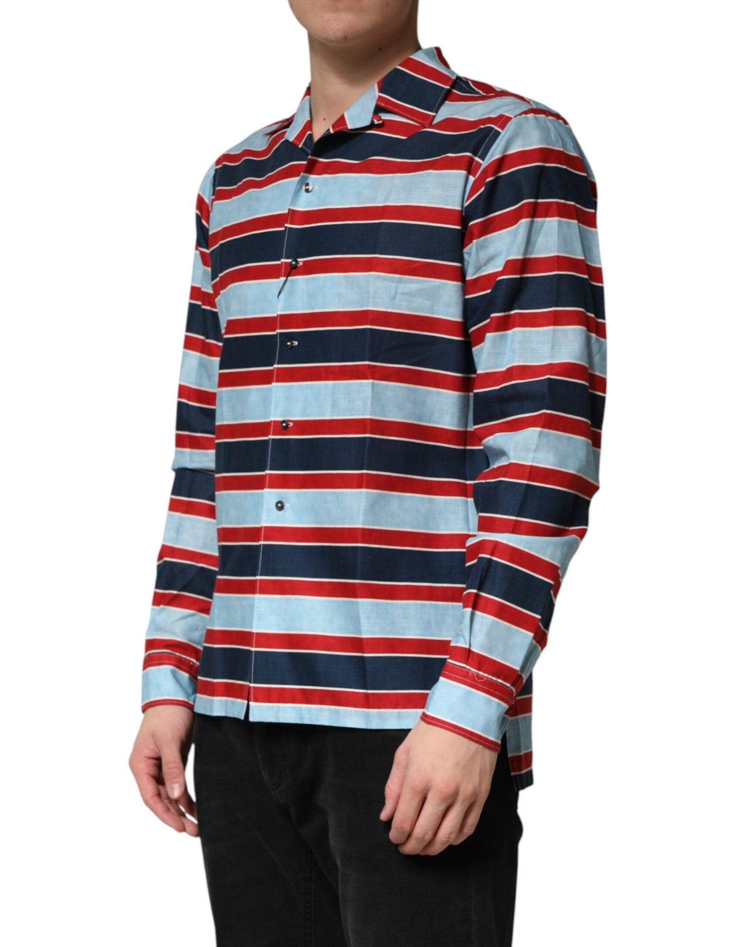 Dolce & Gabbana Multicolor Stripes Cotton Men's Button Down Shirt