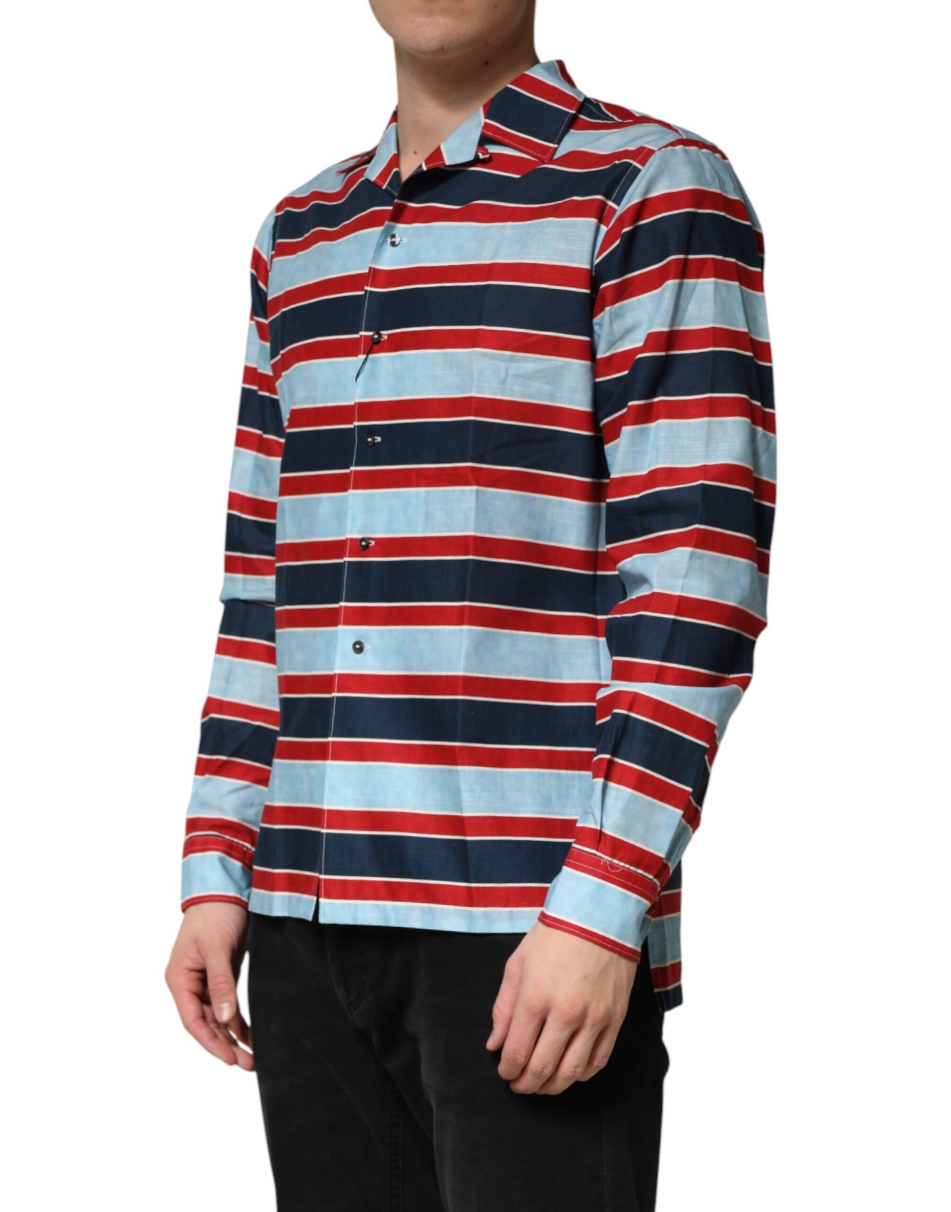 Dolce & Gabbana Multicolor Stripes Cotton Men's Button Down Shirt