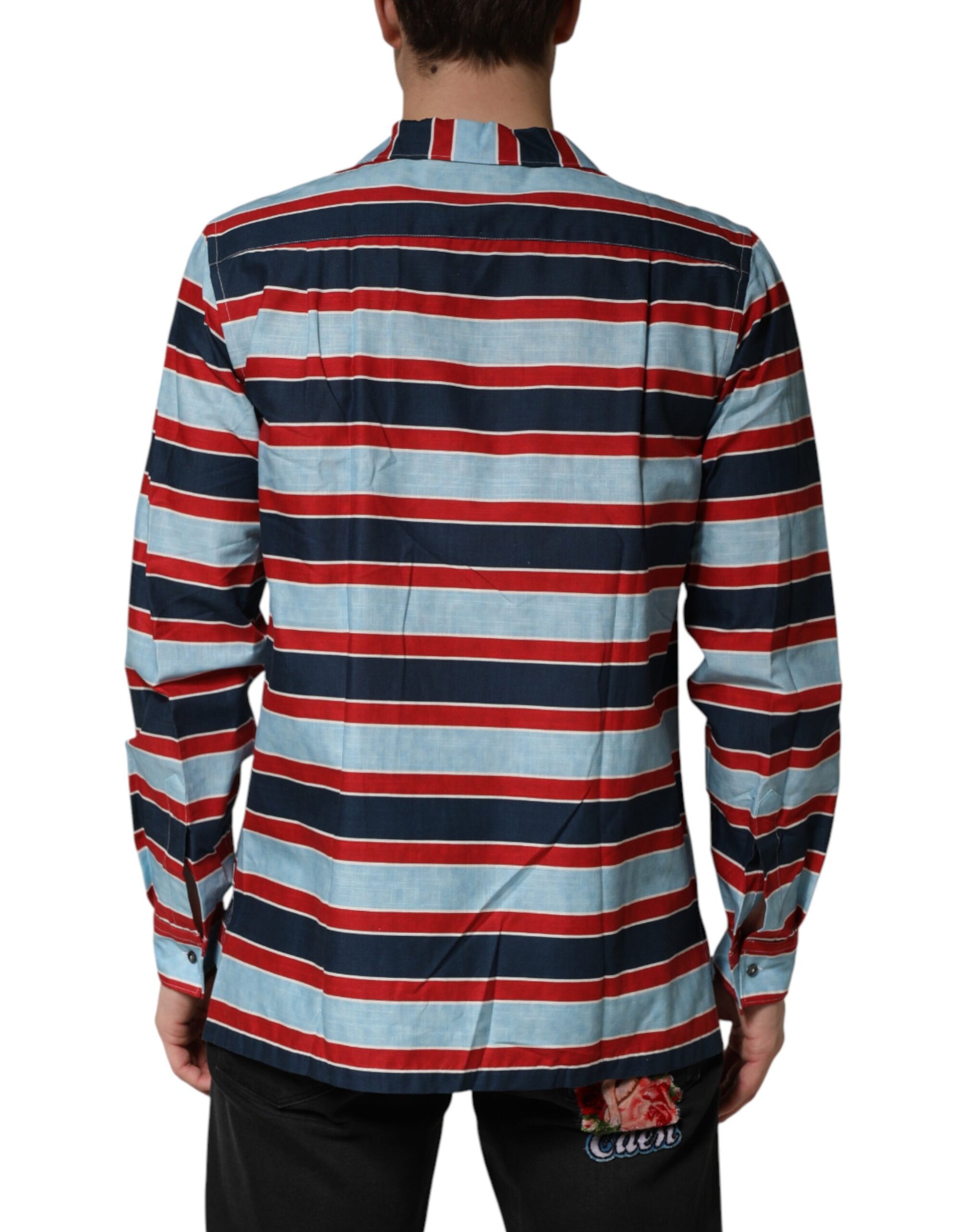 Dolce & Gabbana Multicolor Stripes Cotton Men's Button Down Shirt