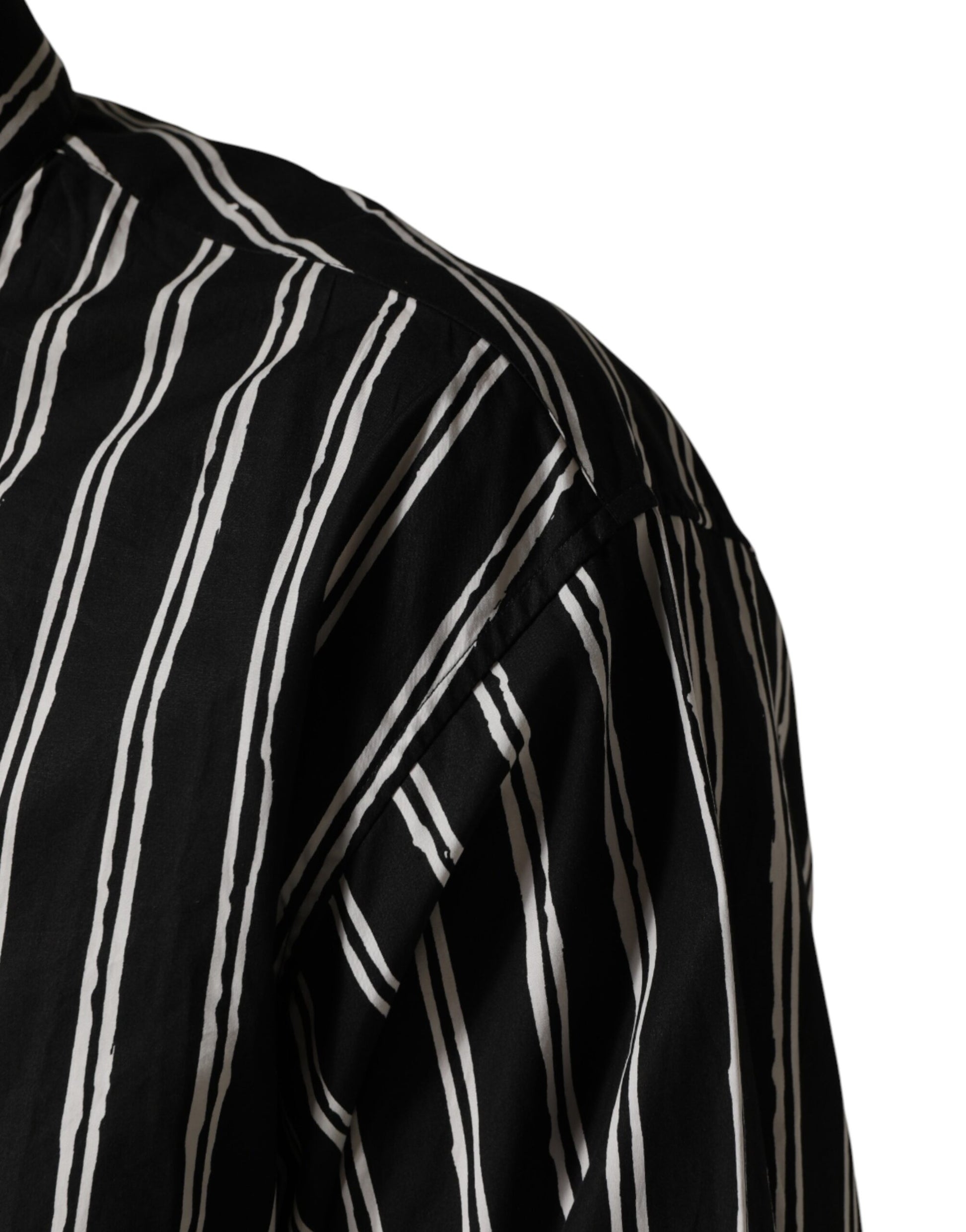 Dolce & Gabbana Black Stripes Cotton Men Formal Dress Shirt