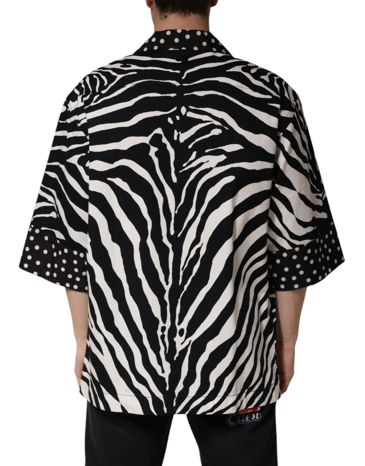 Dolce & Gabbana Black White Zebra Button-Down Oversize Shirt