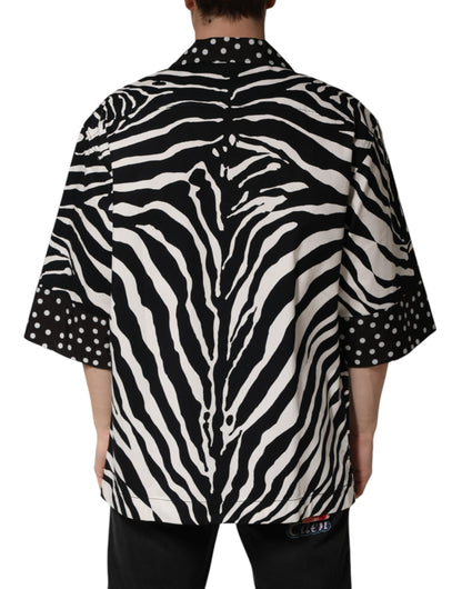 Dolce & Gabbana Black White Zebra Button-Down Oversize Shirt