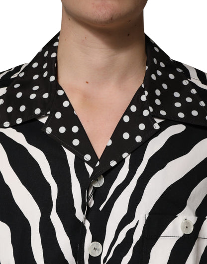 Dolce & Gabbana Black White Zebra Button-Down Oversize Shirt