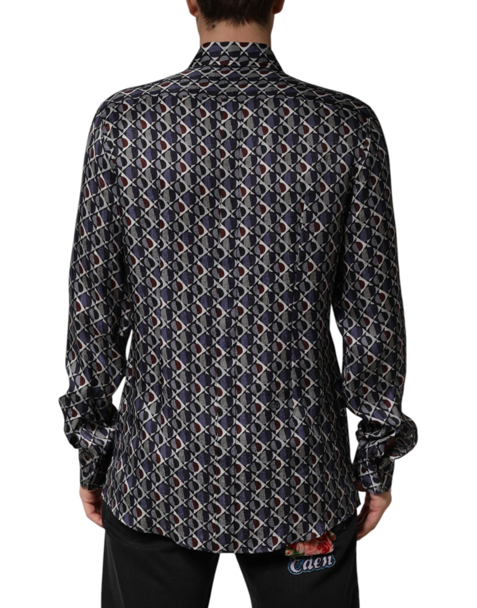 Dolce & Gabbana Multicolor Patterned Collared GOLD Men Dress Shirt