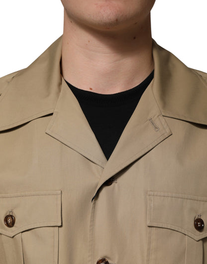 Dolce & Gabbana Brown Pin Up Short Sleeves Men's Casual Shirt