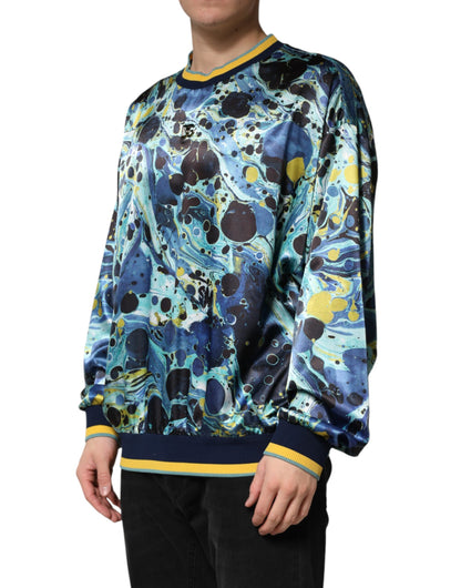 Dolce & Gabbana Blue/Yellow/Black Marble Print Pullover Sweater