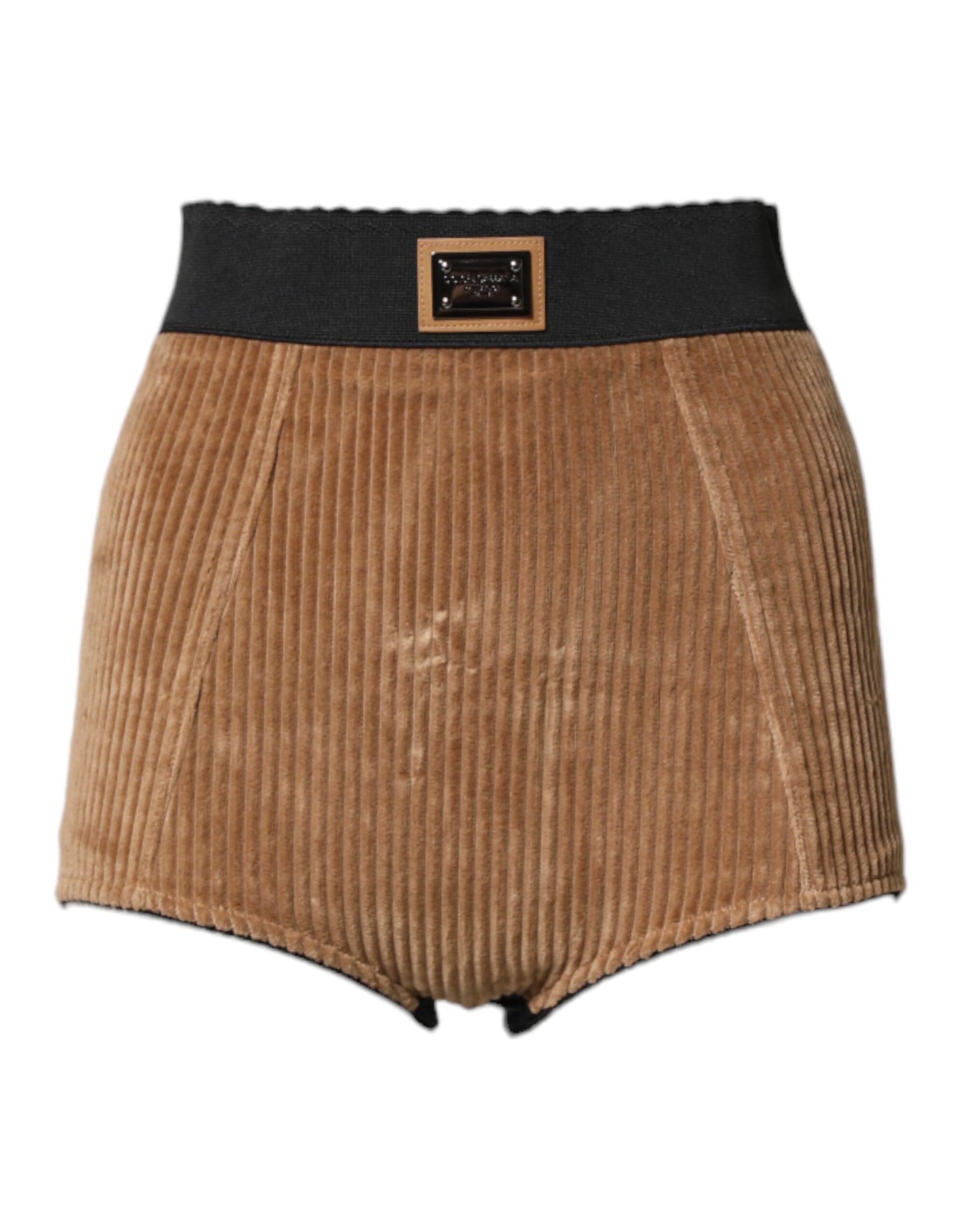 Dolce & Gabbana Brown Cotton Corduroy High Waisted Hot Pants Shorts